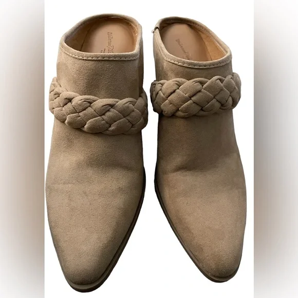 Universal Thread Women's Slip On Ankle Boots Size 9 Tan Braid Heels Pumps Shoes - Picture 2 of 6